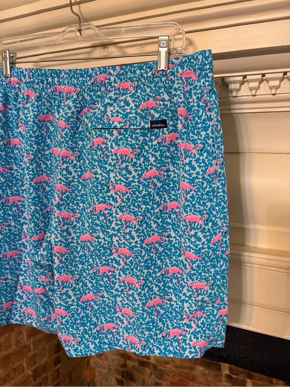Chubbies Men’s Blue Flamingo Swim Trunks Sz XXLarge 7 inch inseam